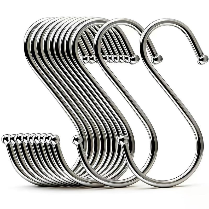 LOYMR 14 Pcs Heavy Duty 4.7 Inches Extra Large S Shape Hooks Heavy-Duty Metal Hanging Hooks Apply Kitchenware Bathroom Utensils Plants Towels Gardening Multiple uses Tools (Silver) - Image 1